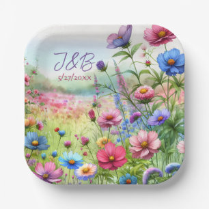 Personalized Floral Wedding Personalized Paper Plate