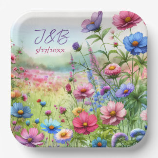 Personalized Floral Wedding Personalized Paper Plate