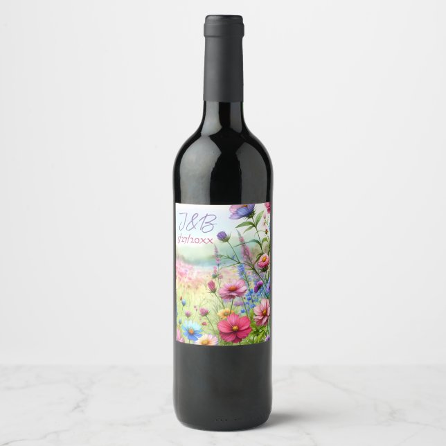 Personalized Floral Wedding Personalized Wine Label (Front)