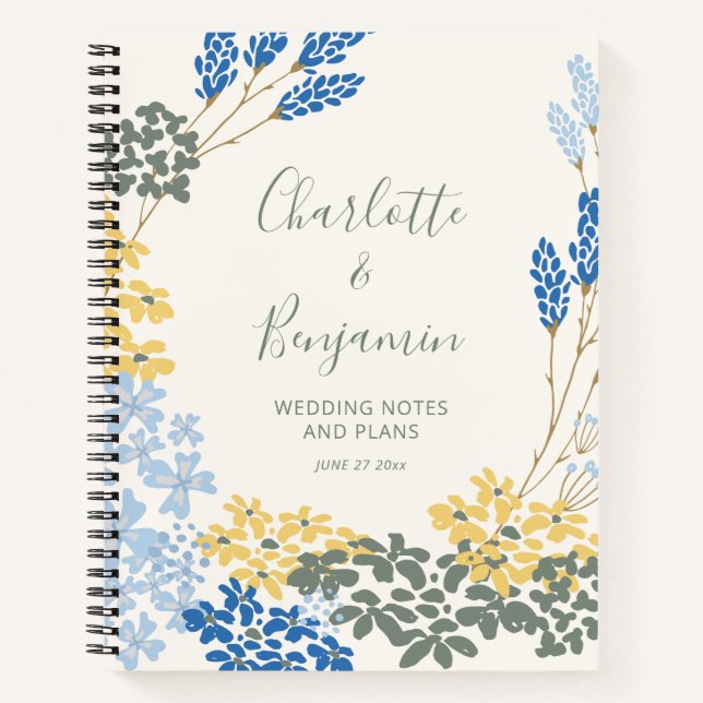 Personalized Floral Wedding Planner Sage Green Notebook (Front)