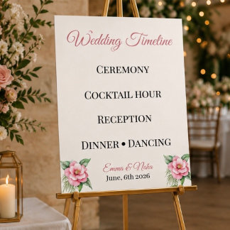Personalized Floral Wedding Timeline Poster