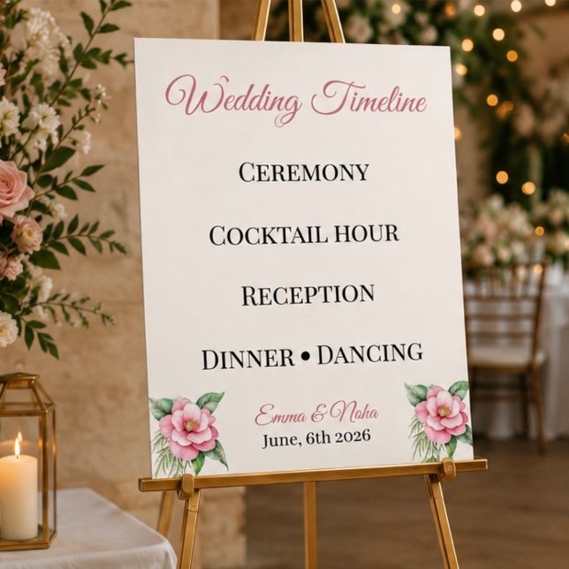 Personalized Floral Wedding Timeline Poster (Creator Uploaded)