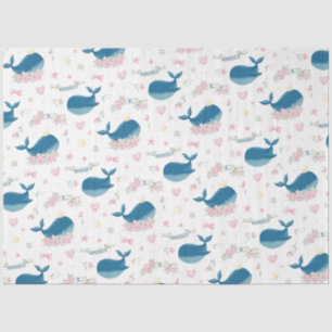 Personalized Floral Whale Tissue Paper