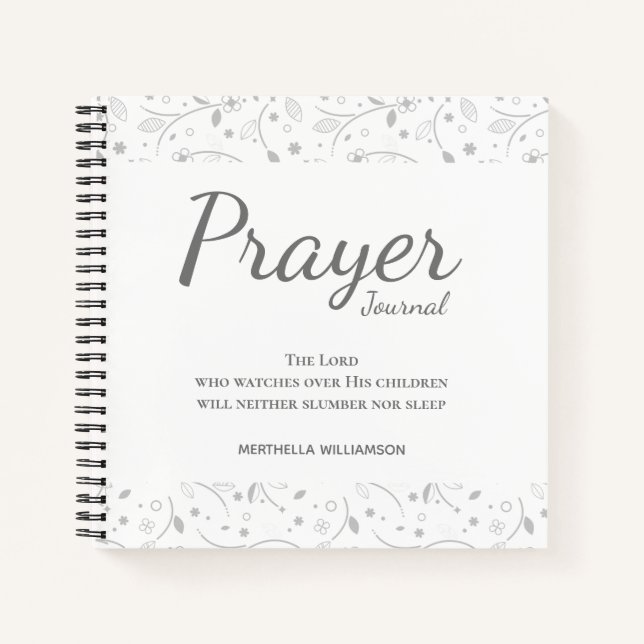 Personalized Floral White Prayer Journal (Front)