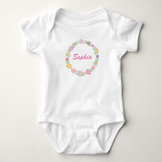 Personalized floral wreath bodysuit (Front)