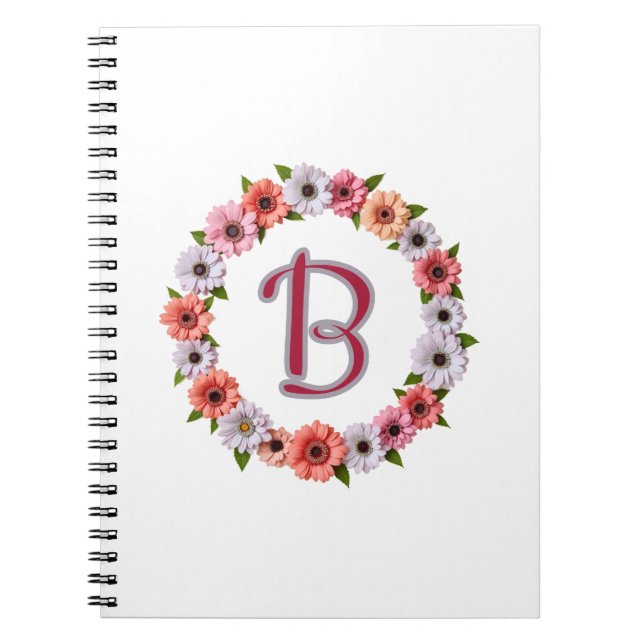 Personalized Floral Wreath Custom Name Botanical  Notebook (Front)