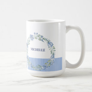 Personalized Floral Wreath Mug