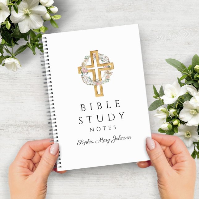Personalized Floral Wreath Religious Cross Notebook (Personalized Floral Wreath Religious Cross Notebook)