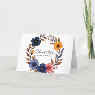 Personalized Floral Wreath Thank You Card