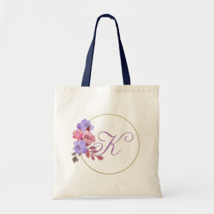 Personalized Floral Wreath Tote Bag