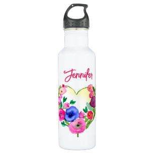 Personalized Floral Wreath Watercolor Blue 710 Ml Water Bottle