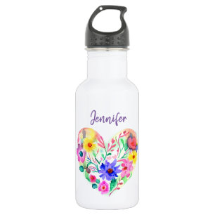 Personalized Floral Wreath Watercolor Purple 532 Ml Water Bottle