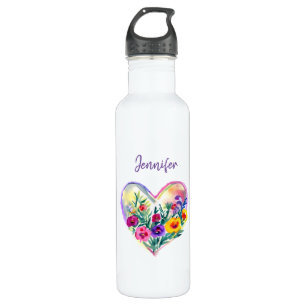 Personalized Floral Wreath Watercolor Yellow 710 Ml Water Bottle
