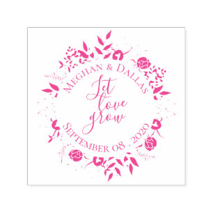 Personalized Floral Wreath Wedding Self-inking Stamp