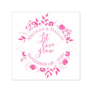 Personalized Floral Wreath Wedding Self-inking Stamp