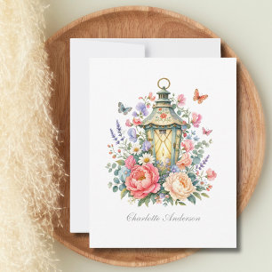 Personalized Florals Lantern Butterfly Cottagecore Card