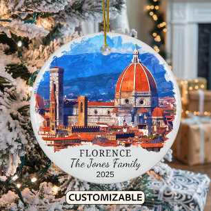 Personalized Florence Ornament, Italy Gift Ceramic Ornament