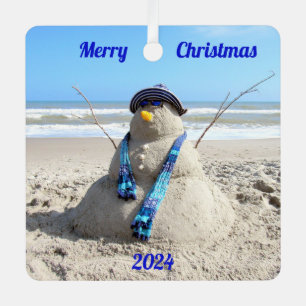 Personalized Florida Snowman - Metal Ornament