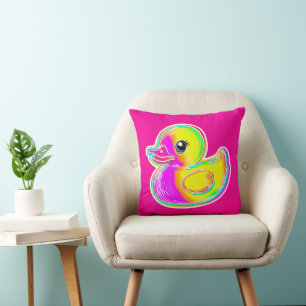 Personalized Flourescent Rubber Duck Throw Pillow