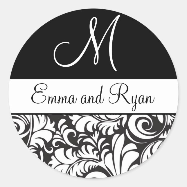Personalized Flourish Black and White Stickers (Front)