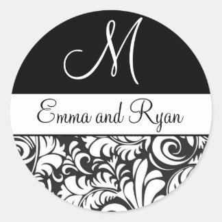 Personalized Flourish Black and White Stickers