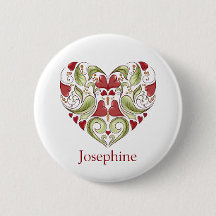 Personalized Flourish Heart Button