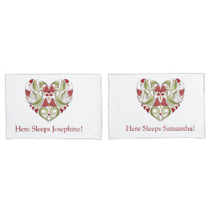 Personalized Flourish Heart Pillow Cases
