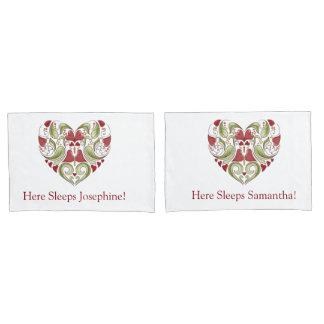 Personalized Flourish Heart Pillow Cases