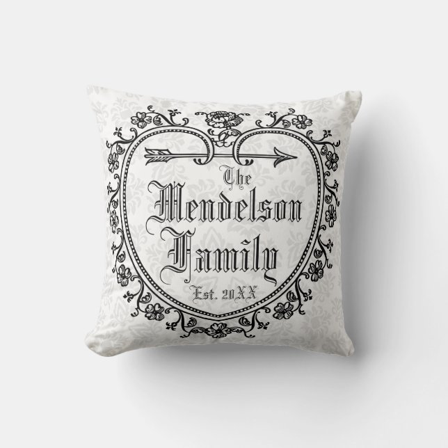 Personalized flourish monogrammed throw pillow (Front)