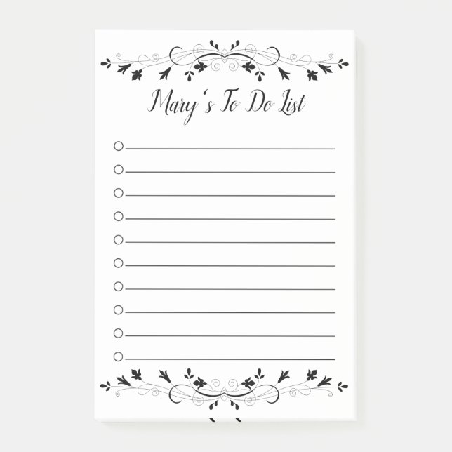 Personalized Flourish To Do List Notes (Front)