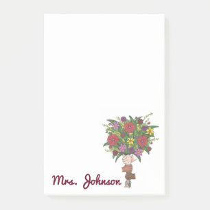 Personalized Flower Bouquet School Teacher Post-It Notes