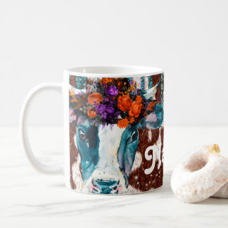 Personalized Flower Cows Design Coffee Mug Cup