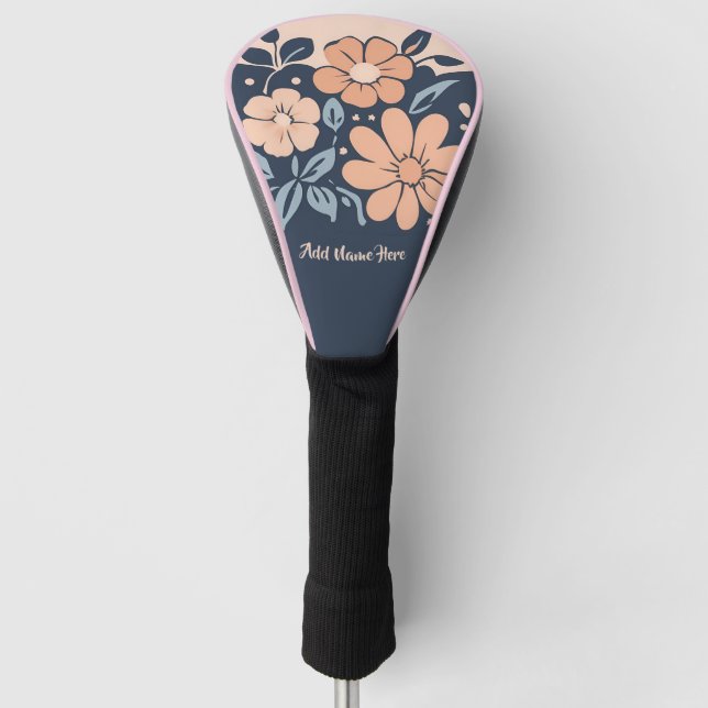 Personalized Flower Design Golf Head Cover (Front)