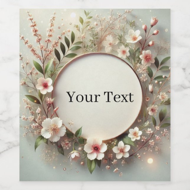 personalized flower frame wine bottle label  (Single Label)