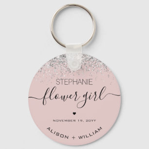 Personalized Flower Girl Glitter confetti effect Keychain
