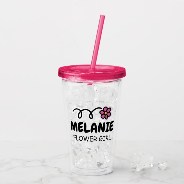Personalized flower girl name acrylic tumbler cup (Back Ice)