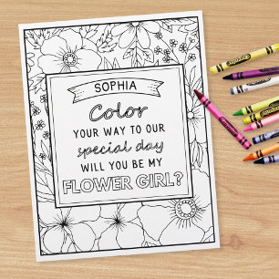 Personalized Flower Girl Proposal Colouring Card