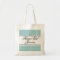 Personalized flower girl tote bag | Teal polka dot