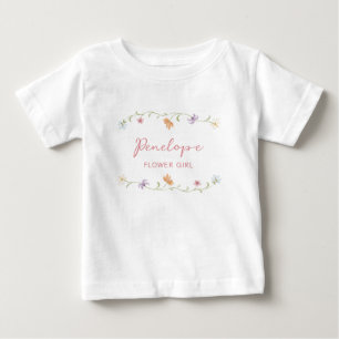 Personalized Flower Girl Watercolor Floral Wedding Baby T-Shirt