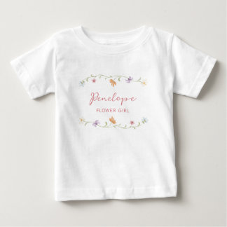 Personalized Flower Girl Watercolor Floral Wedding Baby T-Shirt