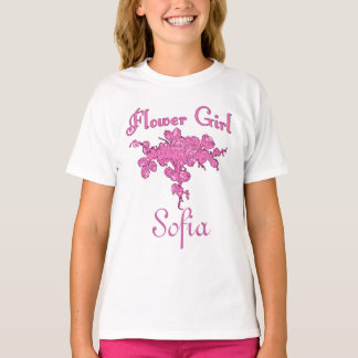 Personalized FLOWER GIRL with Big Pink Bouquet T-Shirt