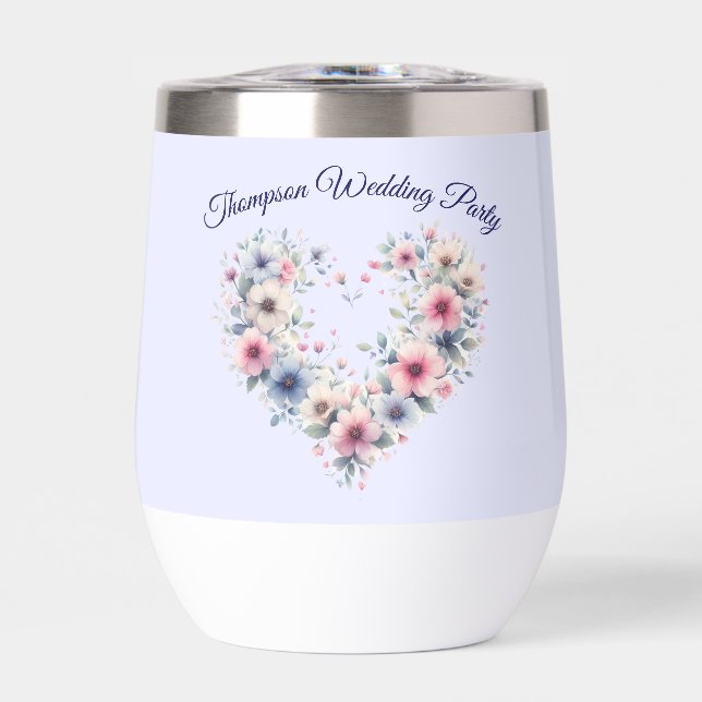Personalized Flower Heart Wine Tumbler (Front)
