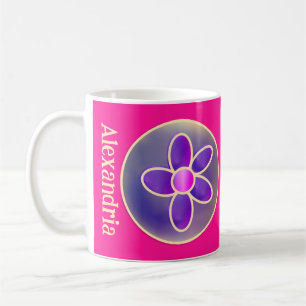 Personalized Flower Hot Pink Coffee Mug