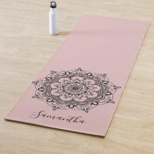 Personalized Flower Mandala Dusty Pink Yoga Mat