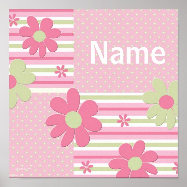 Personalized Flower Poster for Girls Room (Front)