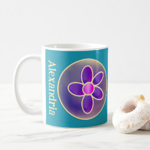 Personalized Flower Purple Teal Hot Pink Coffee Mug
