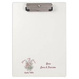 Personalized Flower Rose Custom Name Office Clipboard