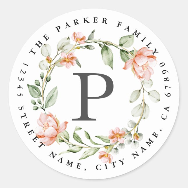 Personalized Flower Round Stickers (Front)