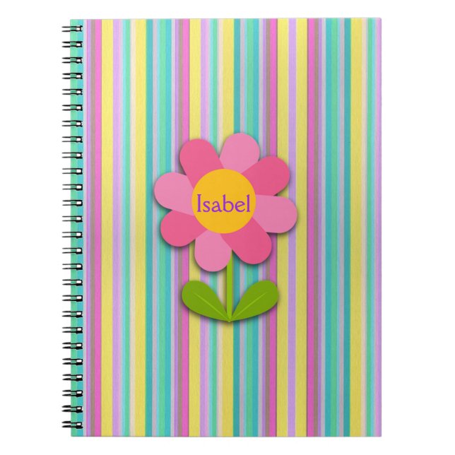 Personalized Flower Spiral Photo Notebook (Front)