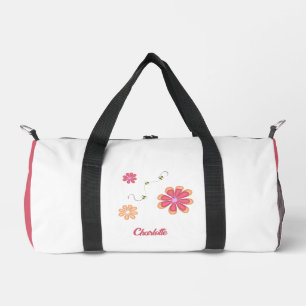Personalized Flowers and Bees Gymnastic Softball Duffle Bag